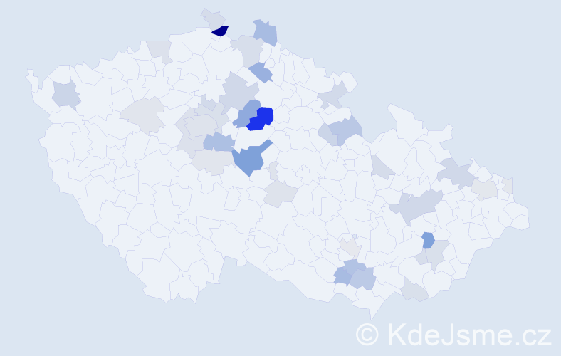 Příjmení: 'Knitl', počet výskytů 107 v celé ČR