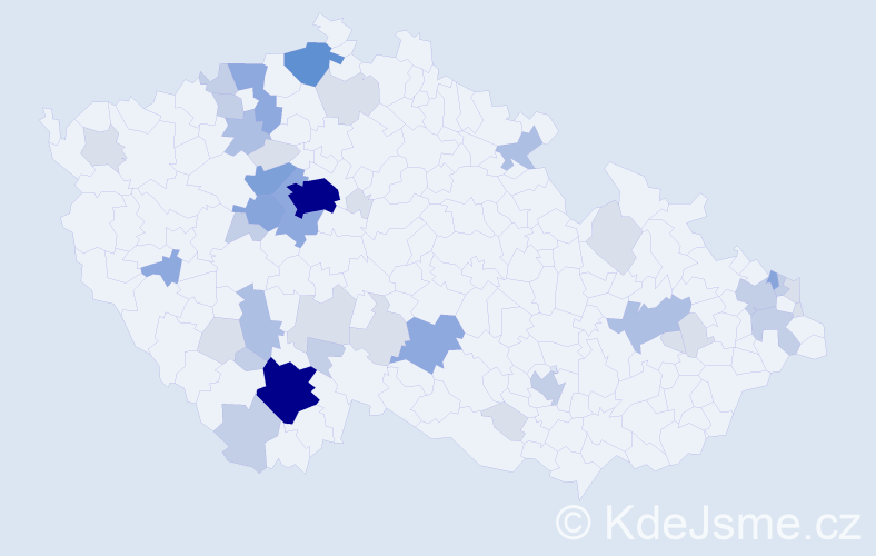Příjmení: 'Vokůrková', počet výskytů 134 v celé ČR