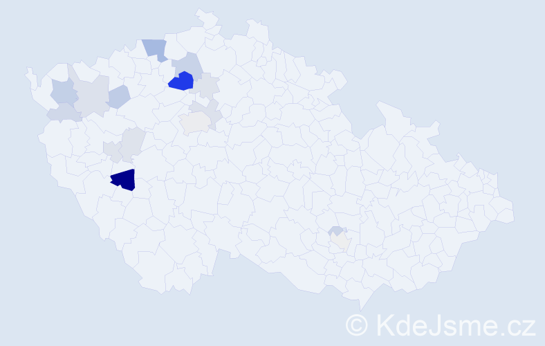 Příjmení: 'Paneš', počet výskytů 52 v celé ČR