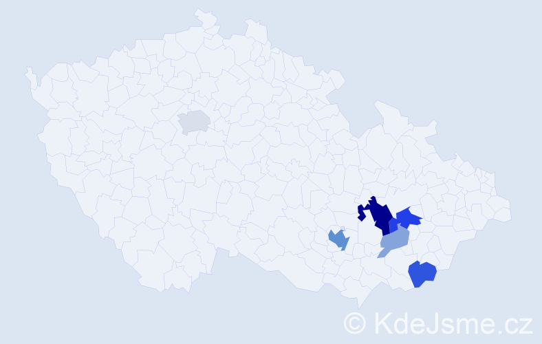 Příjmení: 'Zmidloch', počet výskytů 19 v celé ČR
