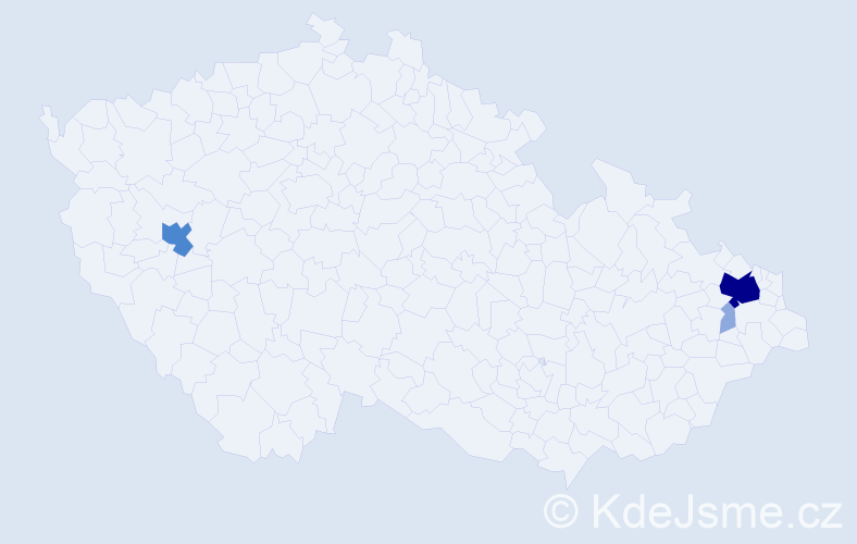 Příjmení: 'Kurimčáková', počet výskytů 8 v celé ČR