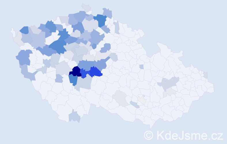 Příjmení: 'Houda', počet výskytů 281 v celé ČR