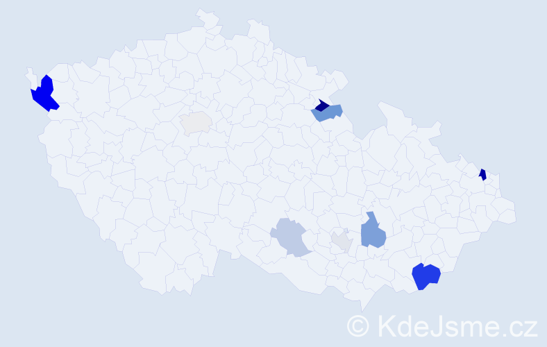 Příjmení: 'Pišojová', počet výskytů 23 v celé ČR