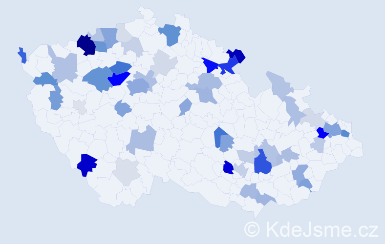 Příjmení: 'Kozár', počet výskytů 177 v celé ČR