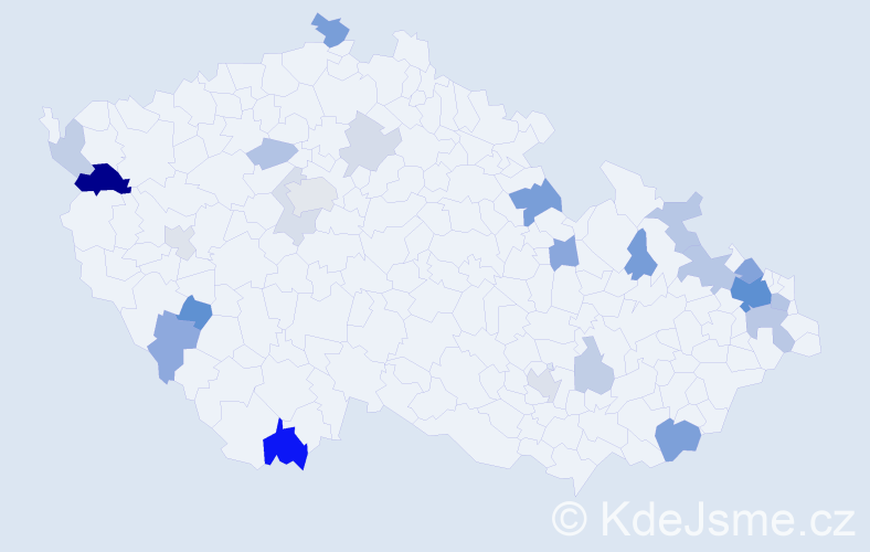 Příjmení: 'Chmura', počet výskytů 57 v celé ČR