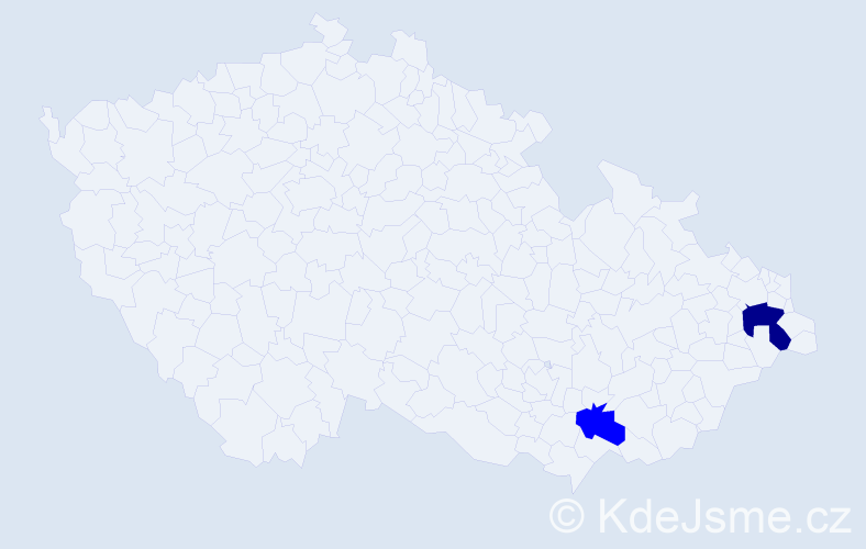 Příjmení: 'Majvitor', počet výskytů 5 v celé ČR