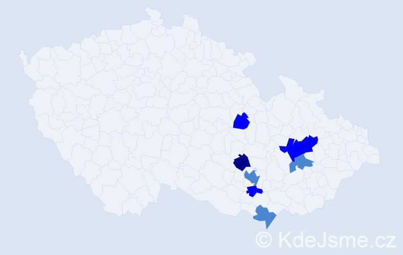 Příjmení: 'Hajsler', počet výskytů 12 v celé ČR