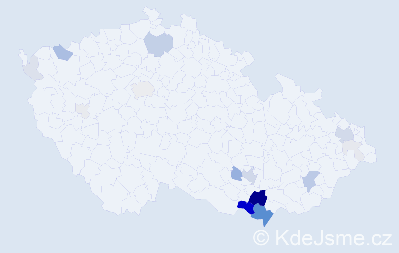 Příjmení: 'Kadrnka', počet výskytů 67 v celé ČR
