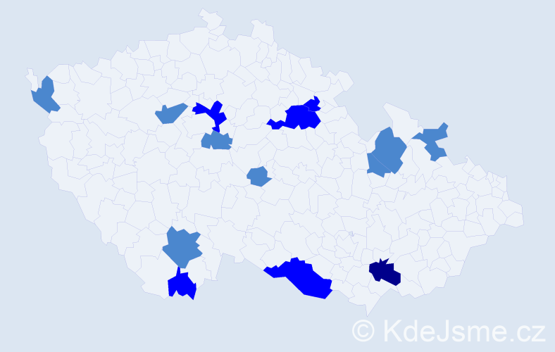 Příjmení: 'Šubjaková', počet výskytů 21 v celé ČR