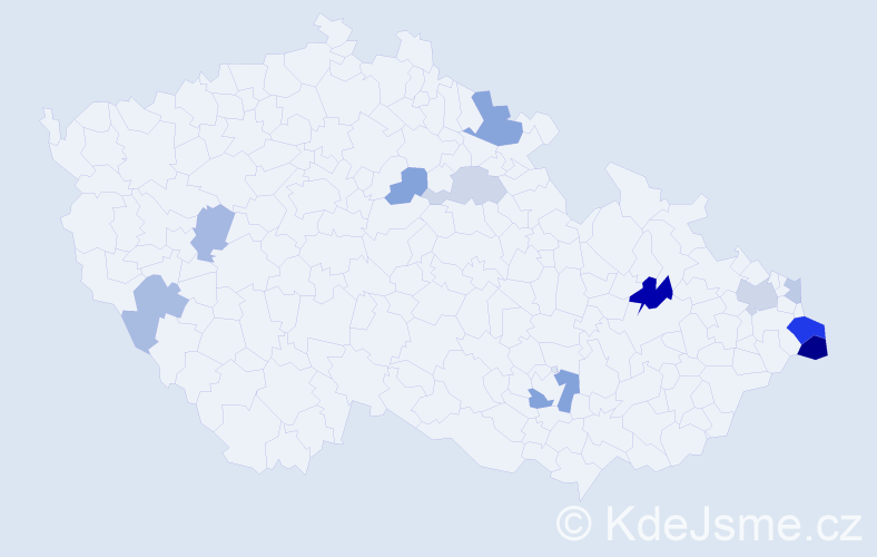 Příjmení: 'Szűcsová', počet výskytů 22 v celé ČR