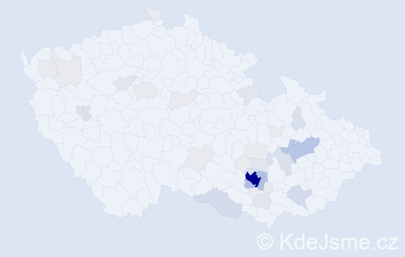 Příjmení: 'Čoupková', počet výskytů 124 v celé ČR