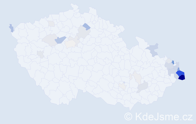 Příjmení: 'Kubik', počet výskytů 115 v celé ČR