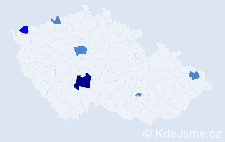 Příjmení: 'Kajdová', počet výskytů 9 v celé ČR