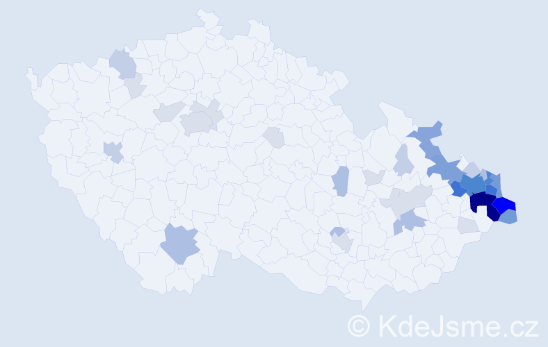 Příjmení: 'Bajtková', počet výskytů 149 v celé ČR