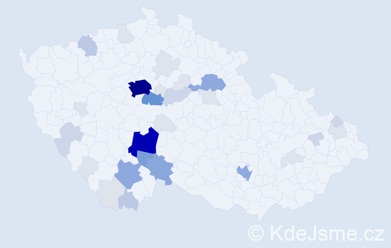 Příjmení: 'Broukal', počet výskytů 119 v celé ČR