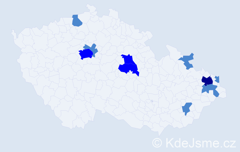 Příjmení: 'Pakoš', počet výskytů 16 v celé ČR