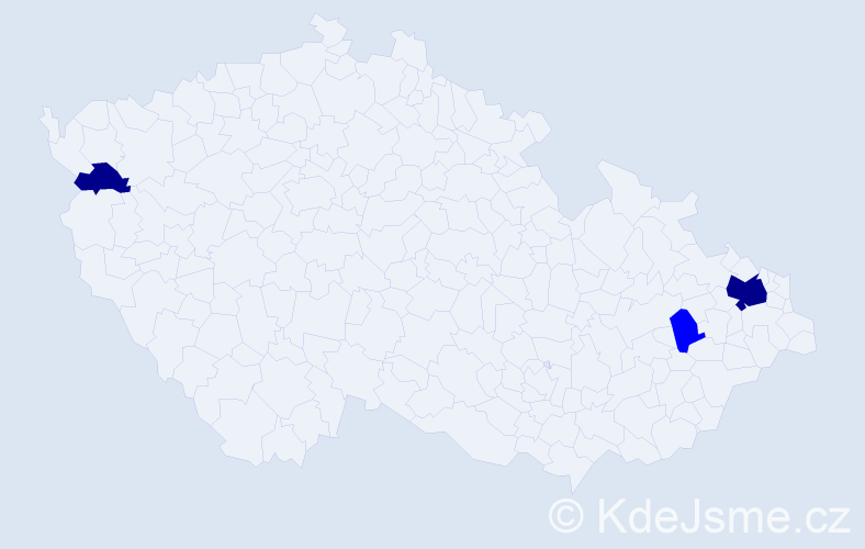 Příjmení: 'Aka', počet výskytů 5 v celé ČR