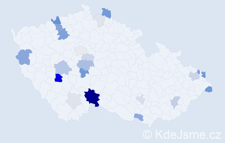 Příjmení: 'Budoš', počet výskytů 61 v celé ČR