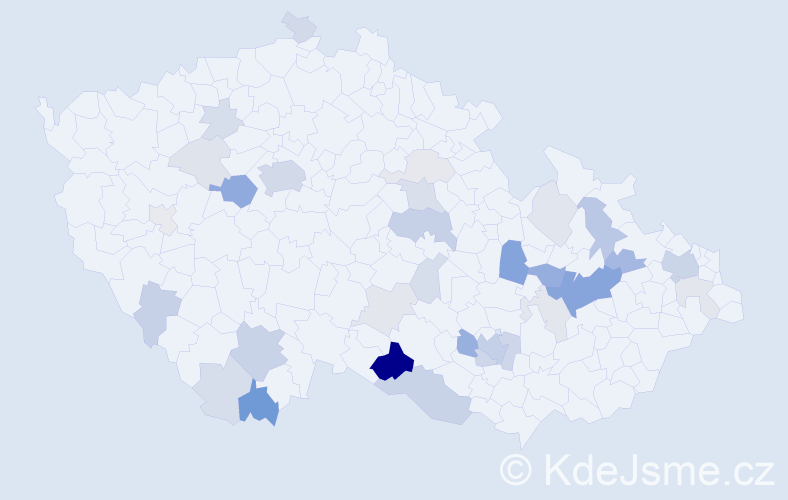 Příjmení: 'Endl', počet výskytů 103 v celé ČR