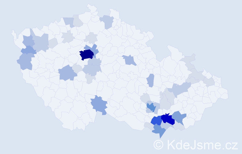 Příjmení: 'Kunická', počet výskytů 129 v celé ČR