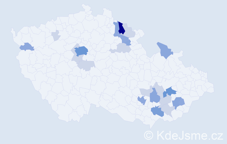 Příjmení: 'Sahánek', počet výskytů 62 v celé ČR