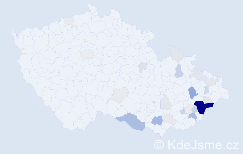 Příjmení: 'Mikulenčáková', počet výskytů 93 v celé ČR