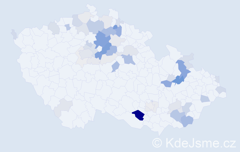 Příjmení: 'Hybler', počet výskytů 191 v celé ČR