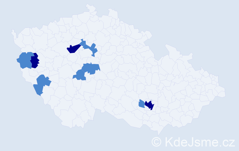 Příjmení: 'Durkáčová', počet výskytů 16 v celé ČR