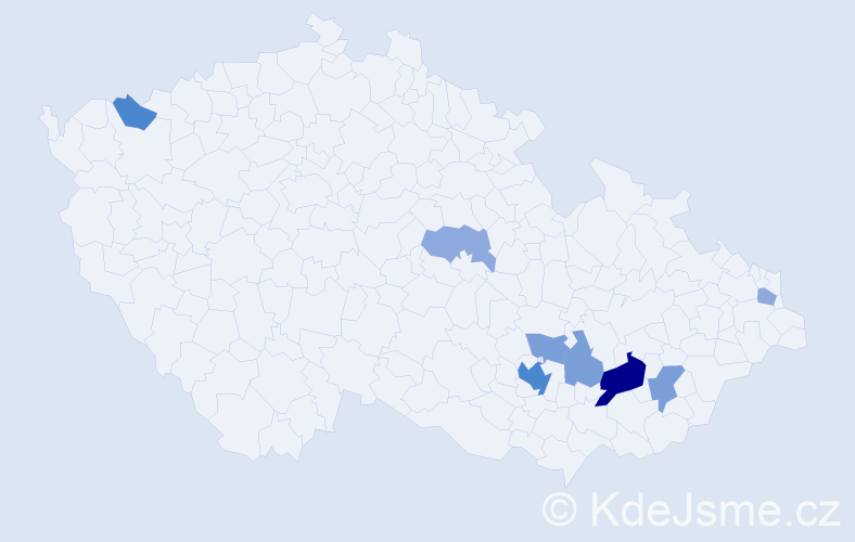 Příjmení: 'Pechtor', počet výskytů 21 v celé ČR