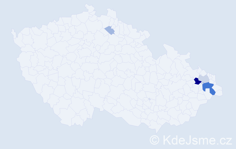 Příjmení: 'Vijačková', počet výskytů 18 v celé ČR