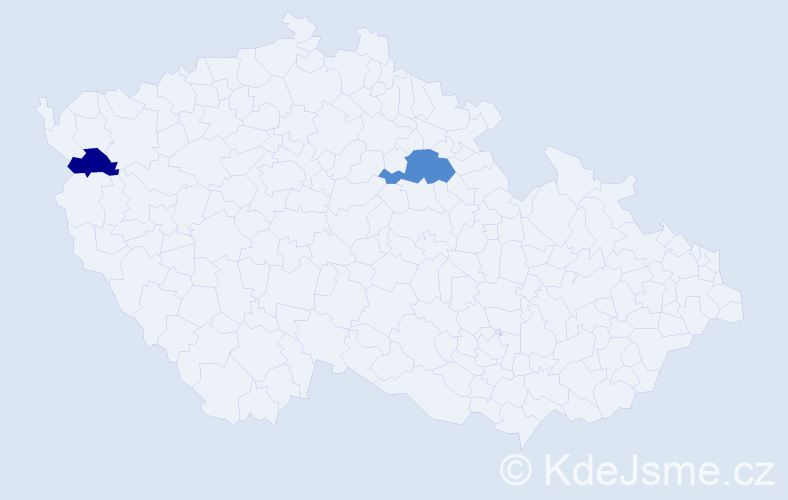 Příjmení: 'Chek', počet výskytů 3 v celé ČR