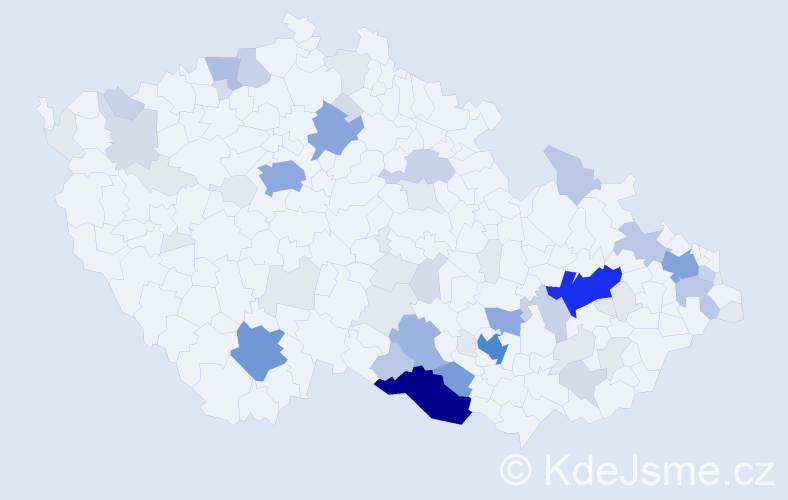 Příjmení: 'Mahrová', počet výskytů 202 v celé ČR