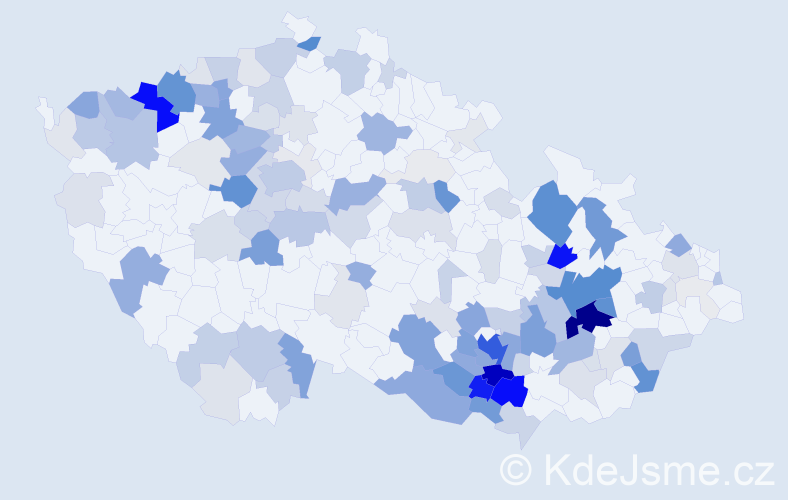 Příjmení: 'Bartl', počet výskytů 619 v celé ČR
