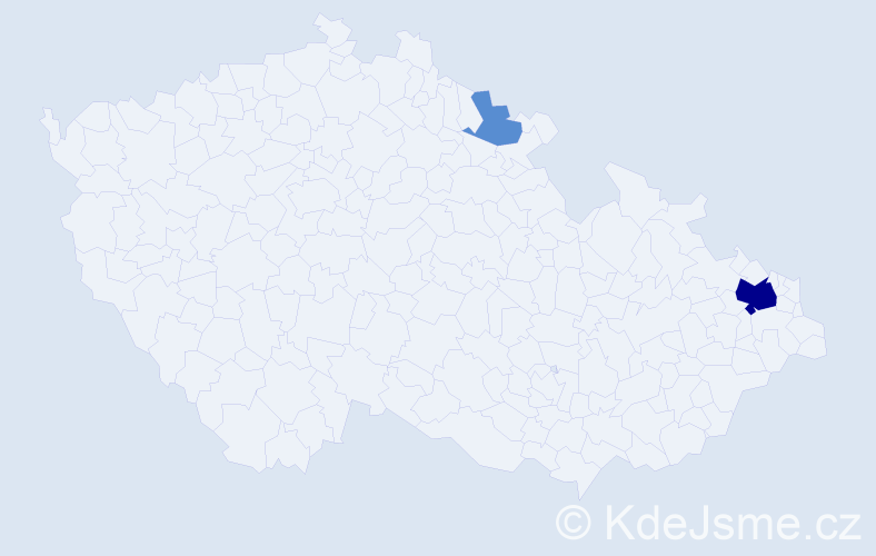 Příjmení: 'Gajcová', počet výskytů 8 v celé ČR