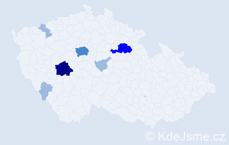 Příjmení: 'Kyzr', počet výskytů 12 v celé ČR