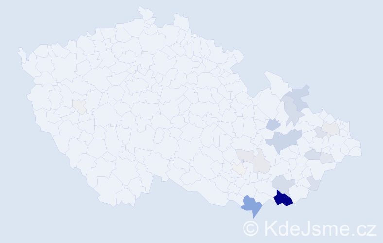 Příjmení: 'Můčka', počet výskytů 78 v celé ČR