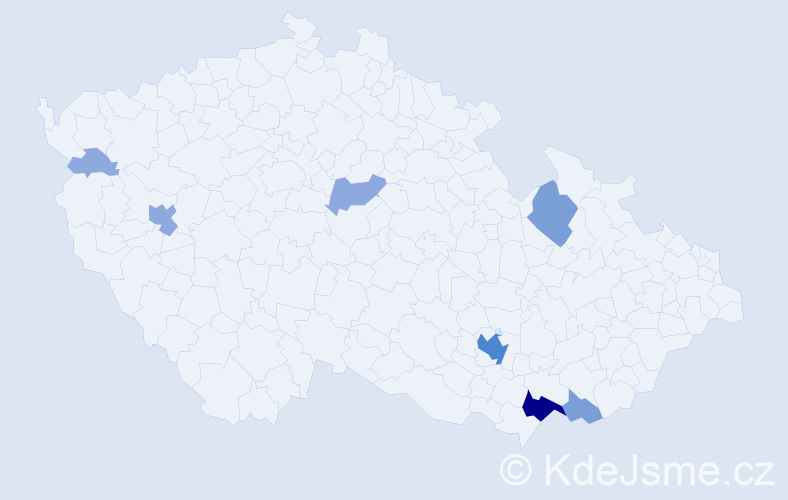 Příjmení: 'Irša', počet výskytů 17 v celé ČR
