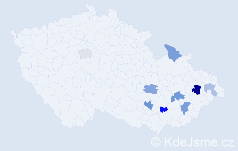 Příjmení: 'Zimula', počet výskytů 21 v celé ČR