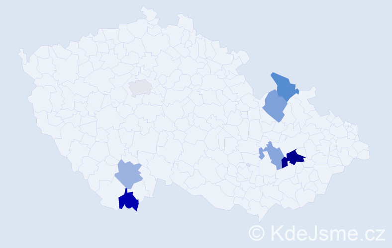 Příjmení: 'Řihovský', počet výskytů 10 v celé ČR