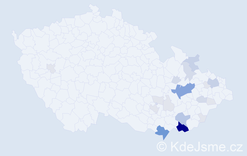 Příjmení: 'Můčka', počet výskytů 78 v celé ČR