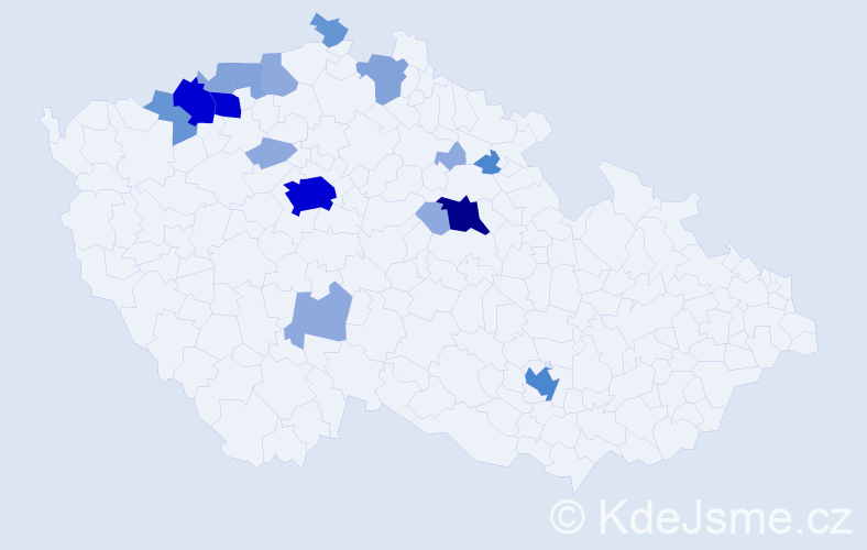 Příjmení: 'Klimpl', počet výskytů 54 v celé ČR