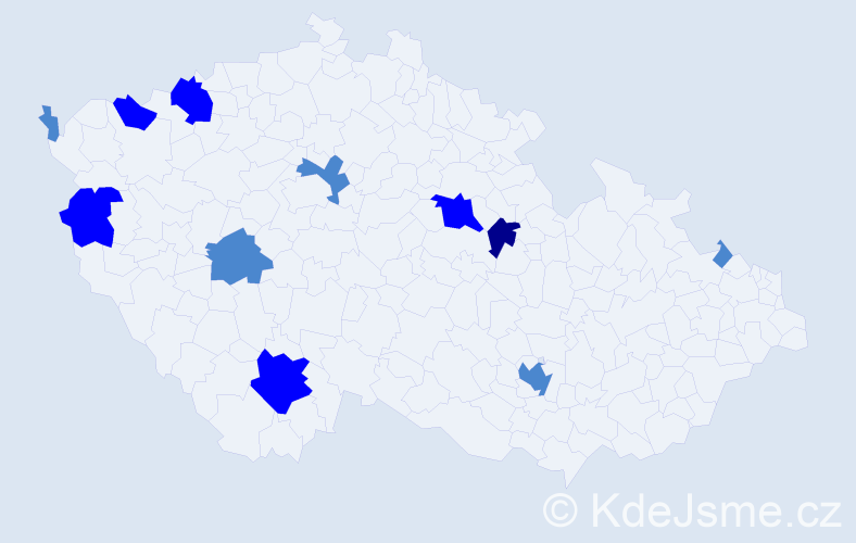 Příjmení: 'Mesarč', počet výskytů 18 v celé ČR
