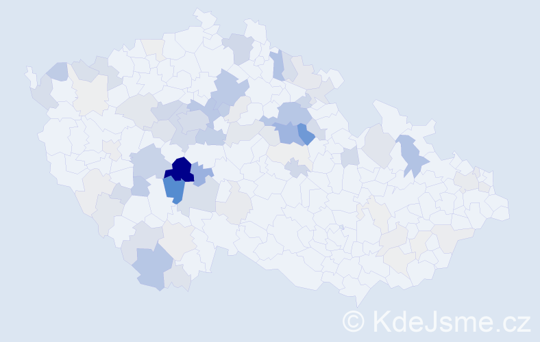 Příjmení: 'Kolín', počet výskytů 309 v celé ČR