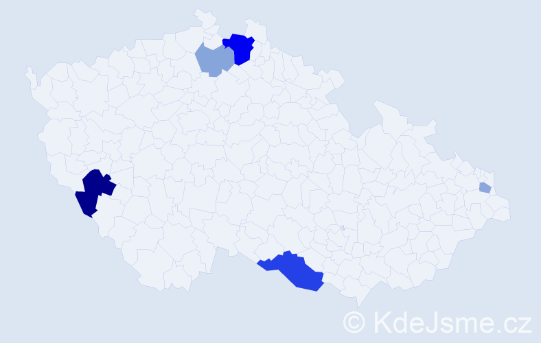 Příjmení: 'Nudera', počet výskytů 13 v celé ČR
