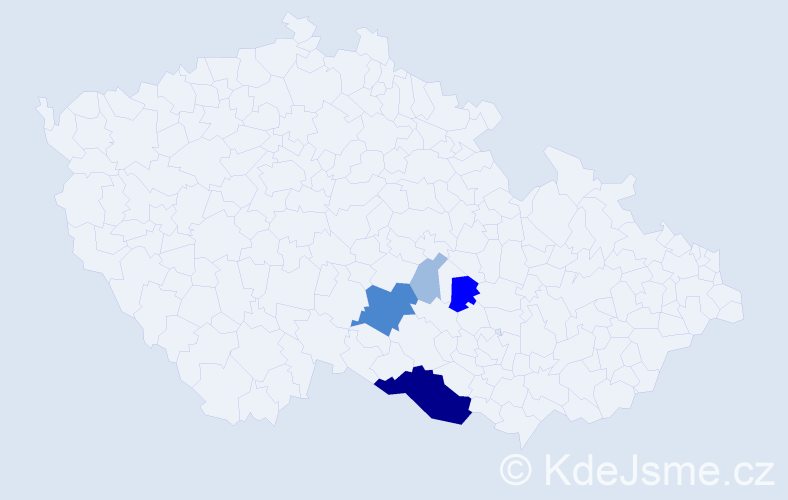 Příjmení: 'Fryšoncová', počet výskytů 10 v celé ČR