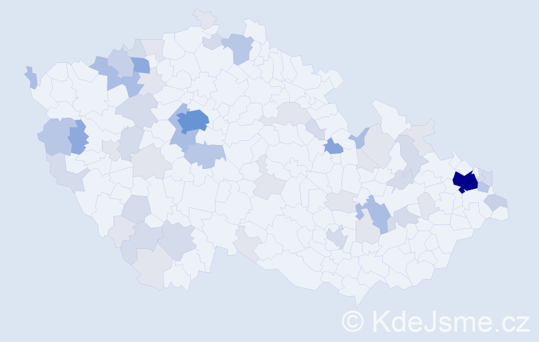 Příjmení: 'Barna', počet výskytů 168 v celé ČR