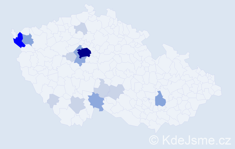 Příjmení: 'Tutter', počet výskytů 39 v celé ČR