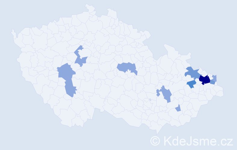 Příjmení: 'Tračová', počet výskytů 20 v celé ČR