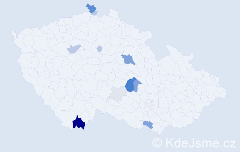 Příjmení: 'Ločárková', počet výskytů 45 v celé ČR