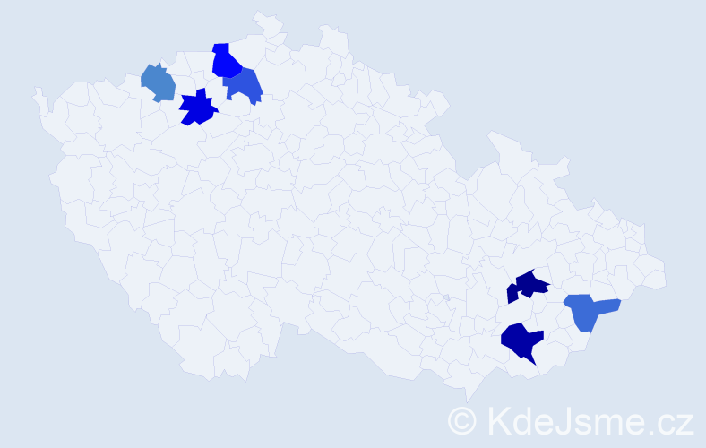 Příjmení: 'Handrlicová', počet výskytů 10 v celé ČR